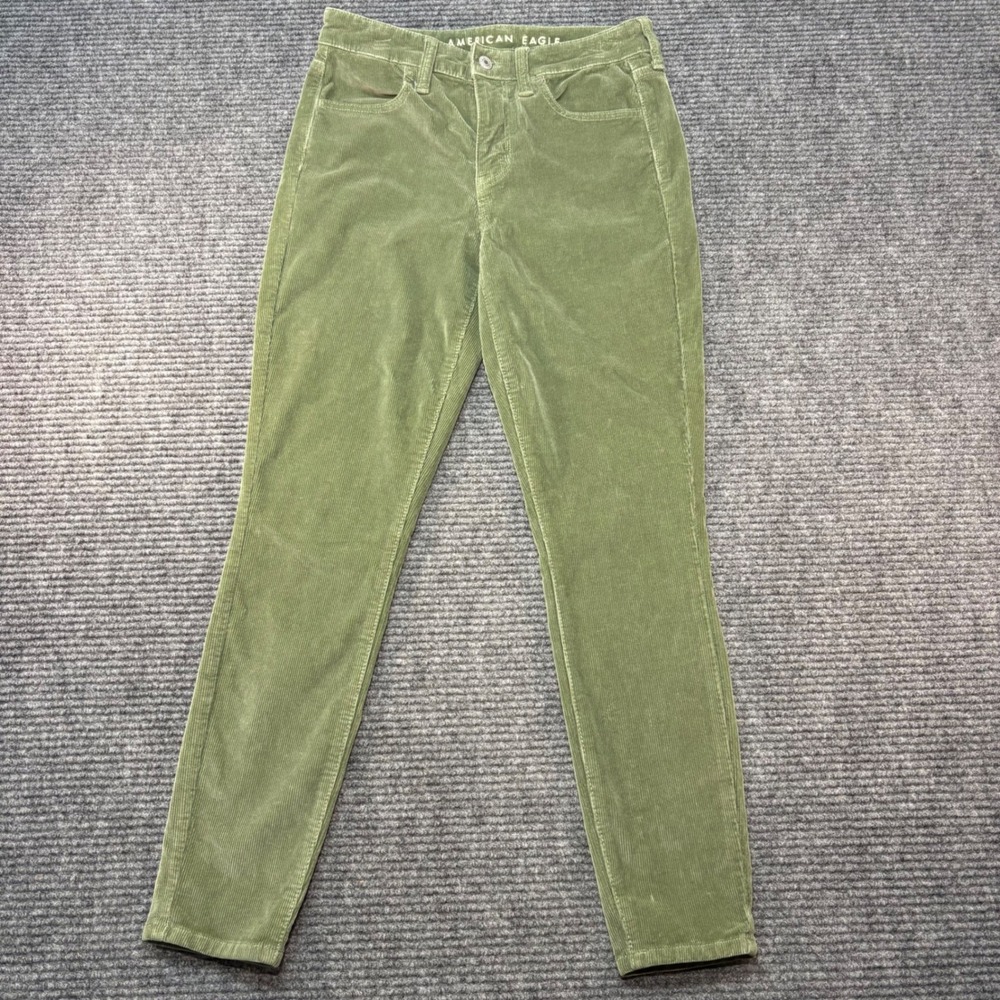 American‎ Eagle Hi-Rise Jegging Corduroy Pants Olive Green Womens Size 4 Short